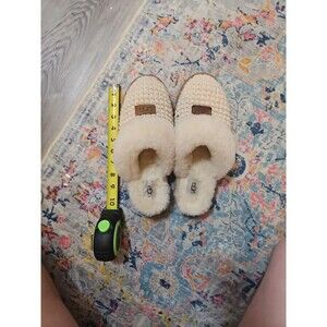 UGG Cream Knit Fuzzy Lined Open Back Slippers Women's Size Unknown